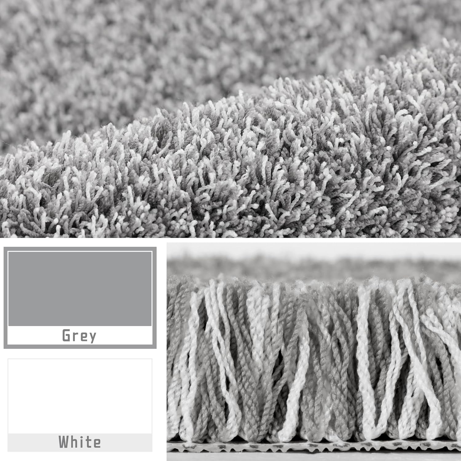 Yimobra Bathroom Rugs - Ultra Soft Non-Slip Washable Bath Mats | Plush Microfiber, 24x17, Light Gray & White