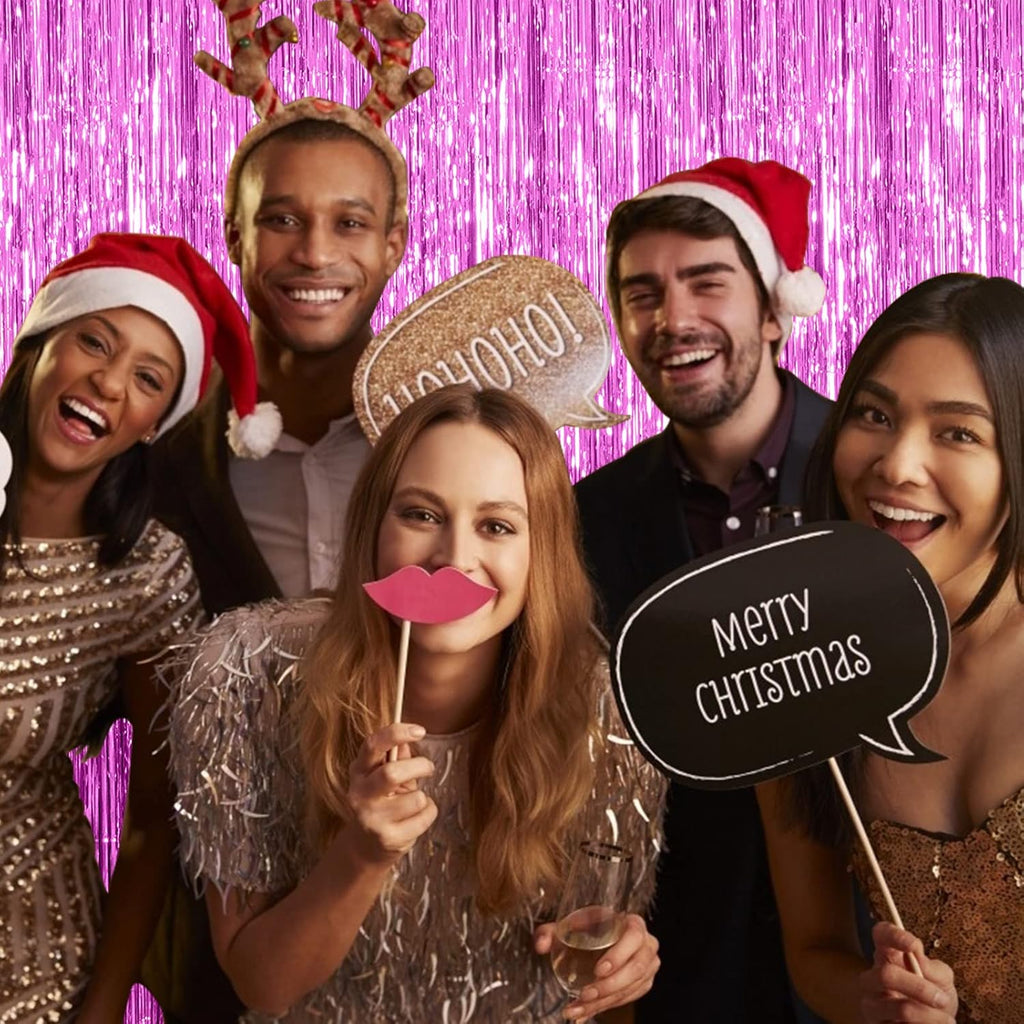 Skiennix Foil Curtain Backdrop - 10 Pack Metallic Tinsel Fringe for Parties & Celebrations