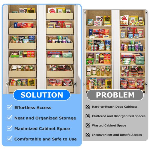 WelFurGeer Soft Close Pull Out Cabinet Organizer, 26" W x 22" D Pull Out Drawer for Cabinet, Bottom Mount Pull Out Drawers for Kitchen Cabinets, Smooth Slide-Out Shelves for Home Kitchen Organization