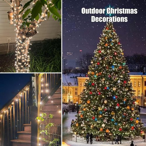 HISHINY Christmas Lights - 100 Count Clear String Lights with Green Wire | 32 Feet for Indoor & Outdoor Decor