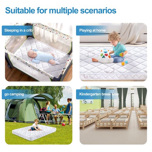 Feisaibaoly Pack and Play Mattress (38 “x26 ”x1.5),Skin Friendly Fabric, Soft, Breathable and Quiet, Provides Baby Friendly Support and Helps Healthy Spine Development,Pack and Play Topper.