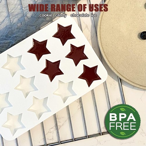 LLchunyun Star Chocolate Mold Star Shape Candy Gummy Jello Pudding Soap Cookie Silicone Molds Fourth Of July Silicone Mold for Baking (1pcs)