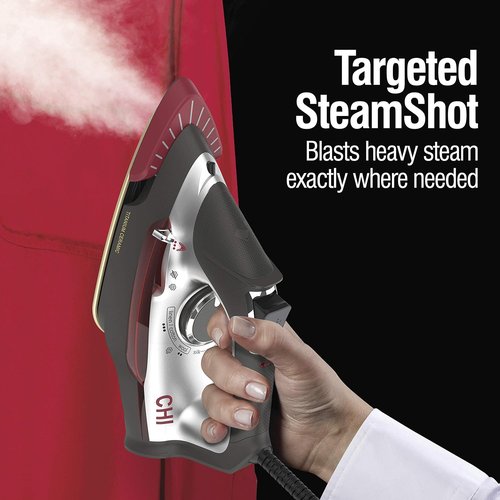 CHI Steam 2-in-1 Steam Iron | Vertical Garment Steamer with Targeted SteamShot - 1200 Watts, Titanium Soleplate