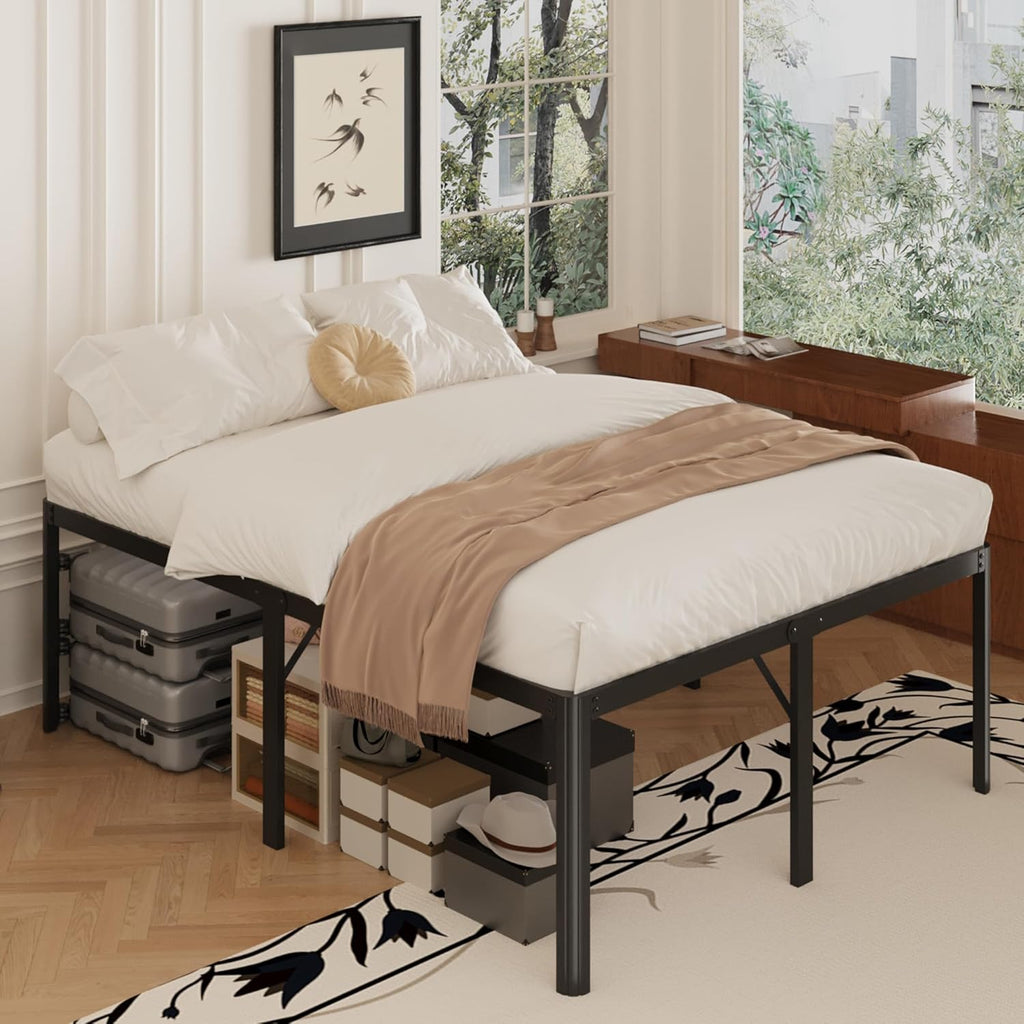 Yicensen Queen Bed Frame - 22 Inch Heavy Duty Metal Platform | Rounded Corners, No Box Spring Needed, Black