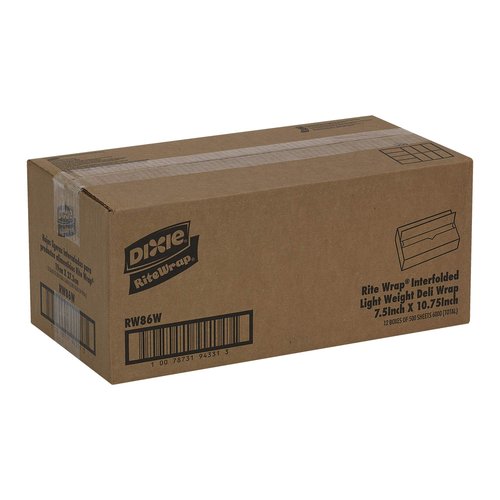 Georgia-Pacific Dixie Rite-Wrap Light-Weight Interfolded Dry Wax Deli Paper by GP PRO (Georgia-Pacific), RW86W, White, 10.75" W x 7.5" L, 6,000 Count (Case of 12 Boxes, 500 Sheets Per Box)