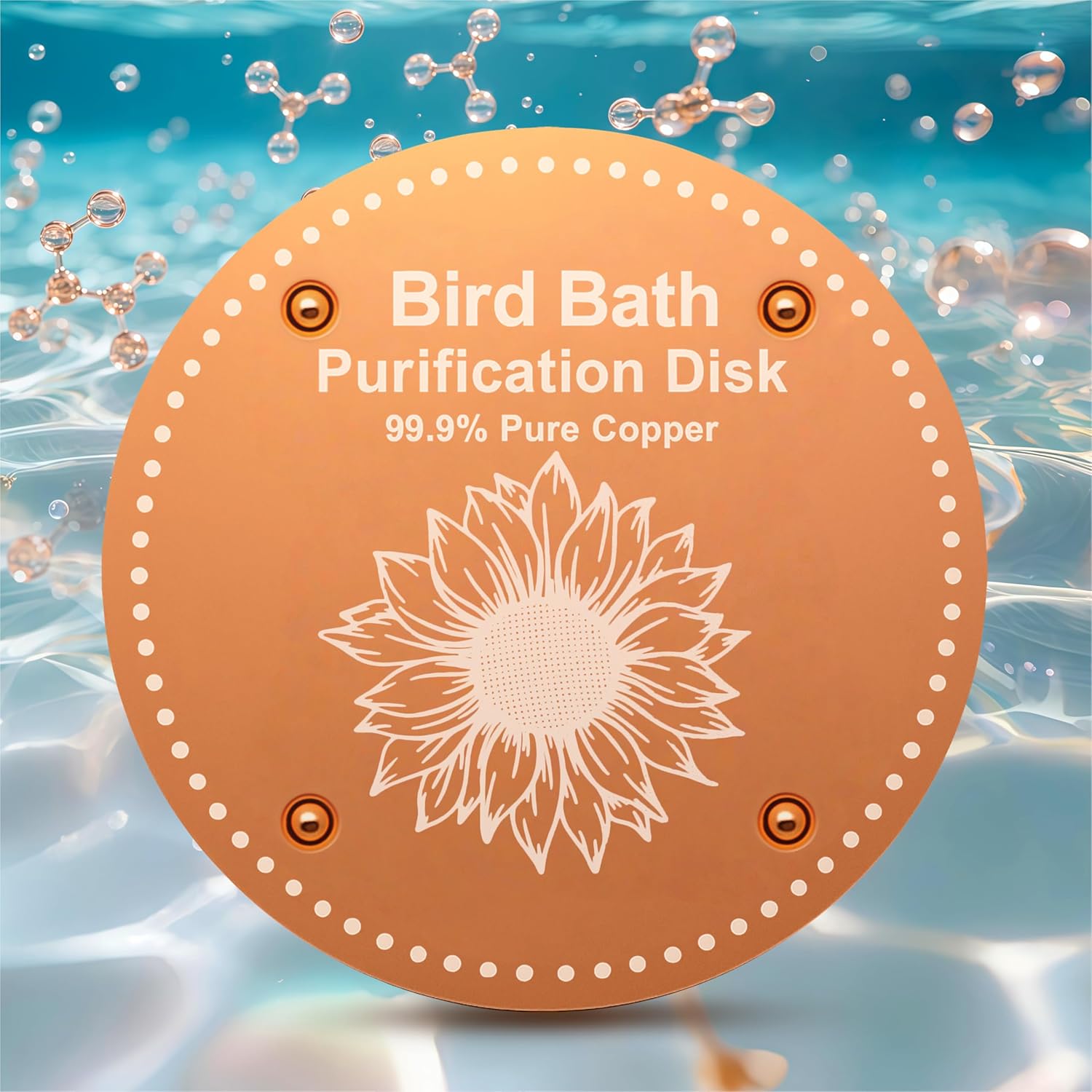 Skiennix Bird Bath Purification Disk - Solar-Powered Copper Fountain for Hummingbirds & Bees