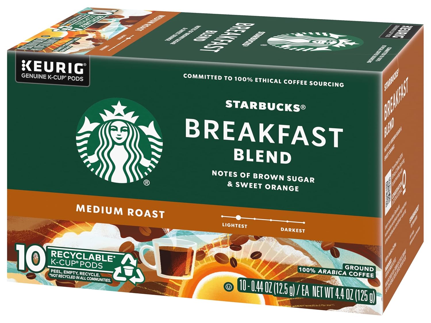 Starbucks K-Cup Pods - Breakfast Blend Medium Roast Coffee | 10 Pods Per Box, Pack of 3 Boxes