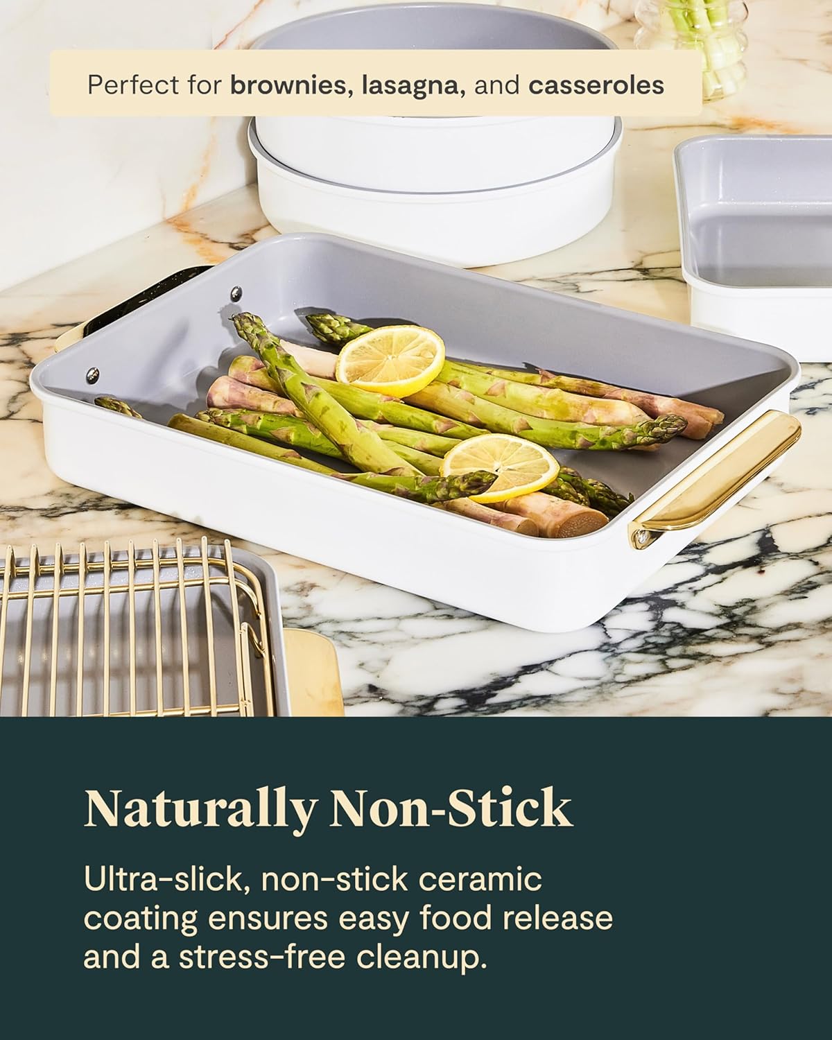 Caraway Nonstick Baking Pan Set - 2x 9" x 6.5" & 1x 9" x 13" - Non-Toxic, PTFE & PFOA Free - Deep Ceramic for Casseroles & Lasagna - Perracotta