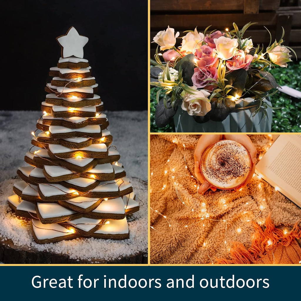 Skiennix 20 Pack Warm White Fairy Lights - 7ft Copper Wire LED String Lights for Weddings, Parties & Decor