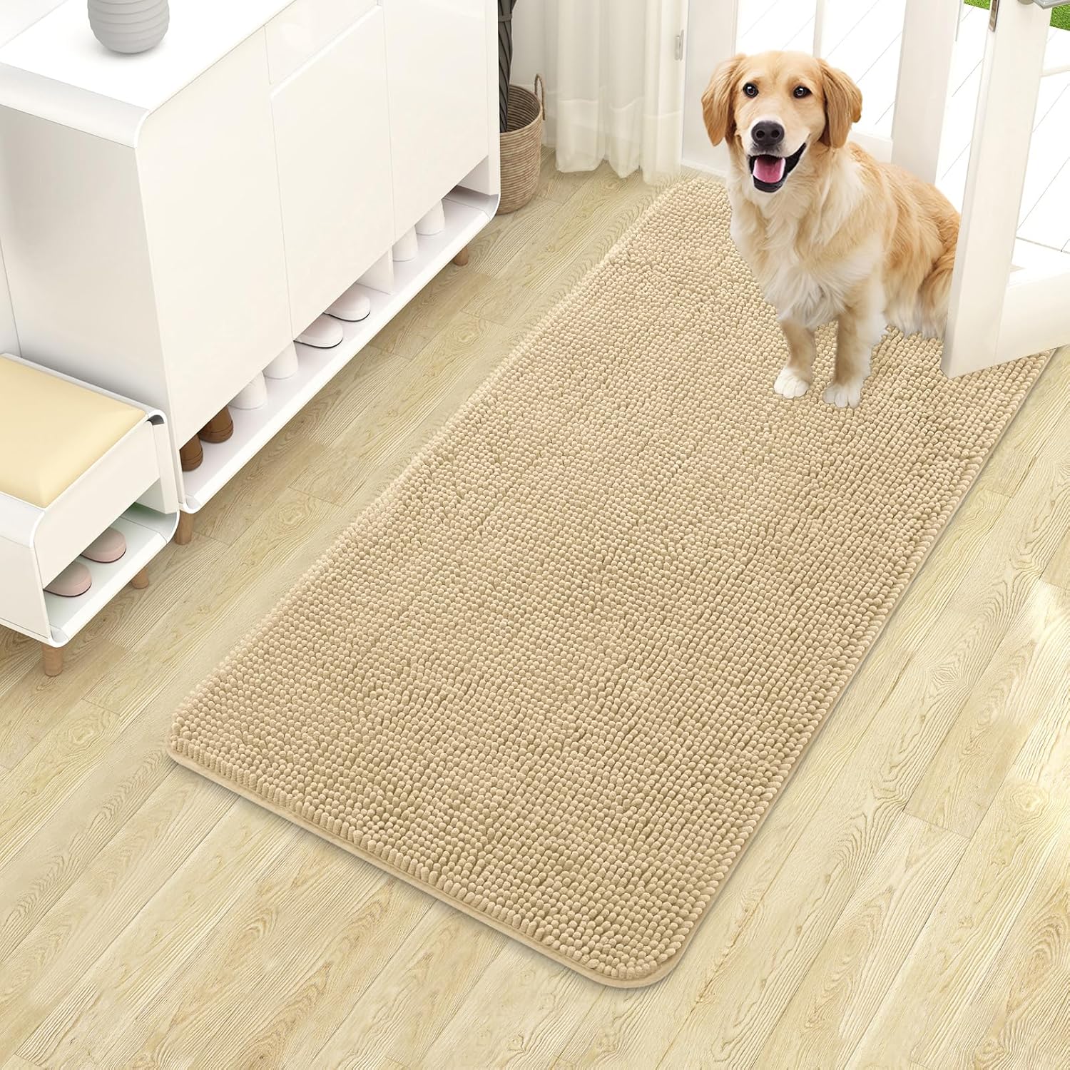 OLANLY Dog Door Mat - Absorbent Non-Slip Chenille Mat for Muddy Paws | 40x24 Inches, Quick Dry, Indoor Entryway Carpet