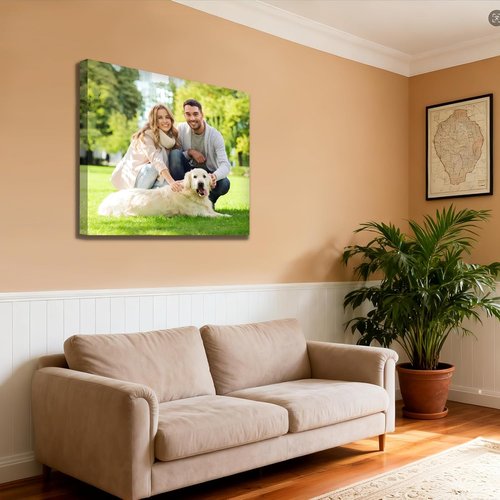 Custom Canvas Prints with Your Photos - Text Customized Canvas Wall Art Personalized Pictures Print Custom Photo Gifts for Family, Wedding, Baby, Pets, Home Office Decor, Wrapped Frame 12X12