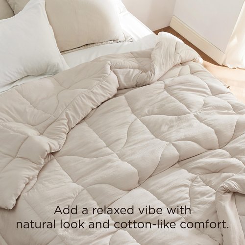 Bedsure Oversized King Comforter - Oversized King Duvet Insert for All Season, Ultra-Soft Down Alternative Comforter, Blanket for Bed, with 4 Tabs, Machine Washabl, Linen, 116x98 in