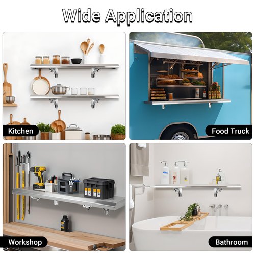 Toriexon Folding Concession Shelf 36" x 18", Stainless Steel Drop Down Serving Food Shelf for Concession Windows