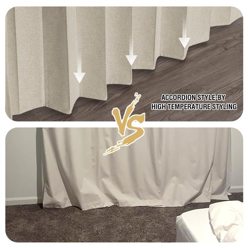 H.VERSAILTEX 100% Blackout Linen Curtain Accordion Door Curtains for Doorway Privacy Folding Closet Curtain Room Divider Sliding Door Shade with Hooks, 1 Panel, W100 x L78, Heather Ivory