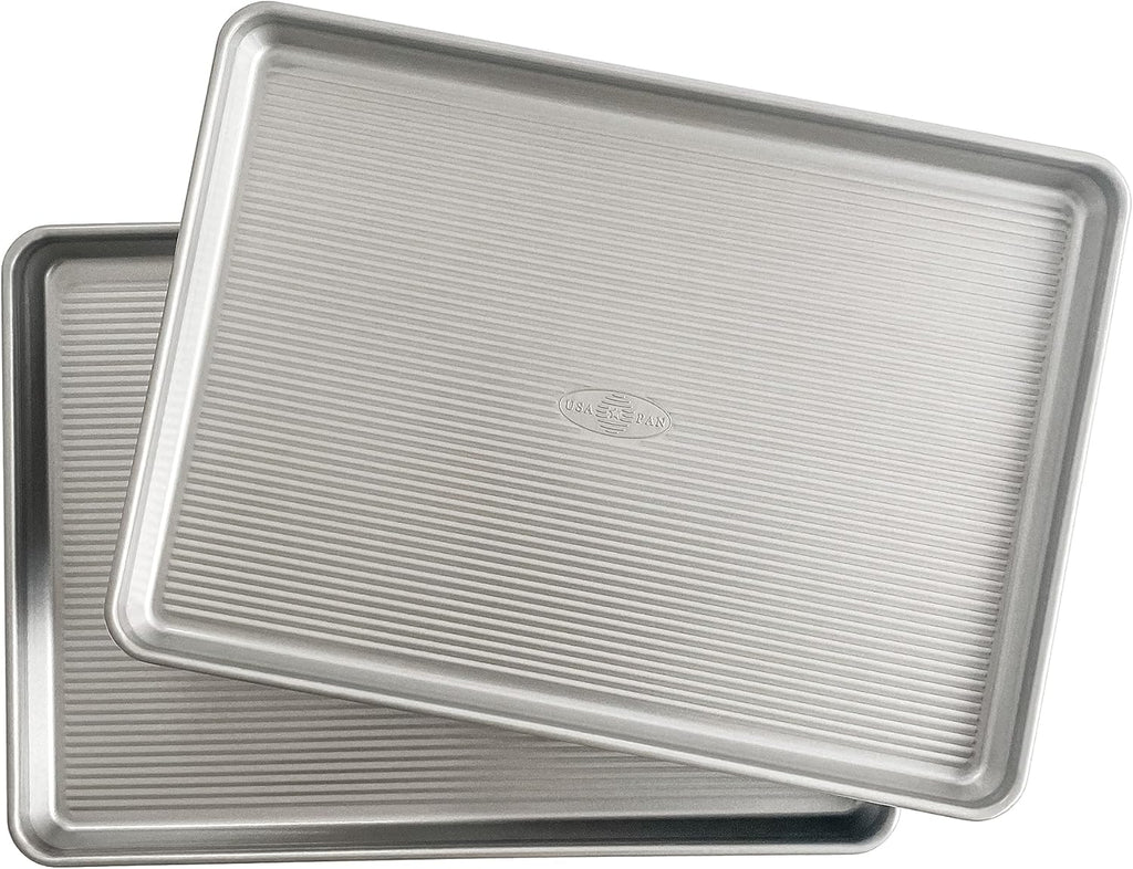 USA Pan Nonstick Aluminum Half Sheet Pan Set - Durable & Versatile Baking Trays, 2-Pack