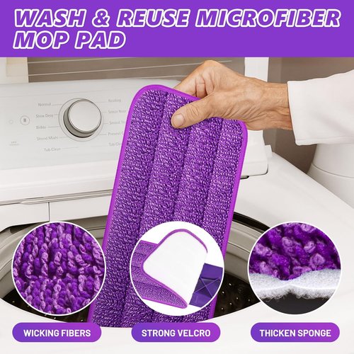 HOMTOYOU Spray Mop for Floor Cleaning - Versatile Wet Mop with 3 Washable Microfiber Pads | Ideal for Hardwood, Tile, and Vinyl