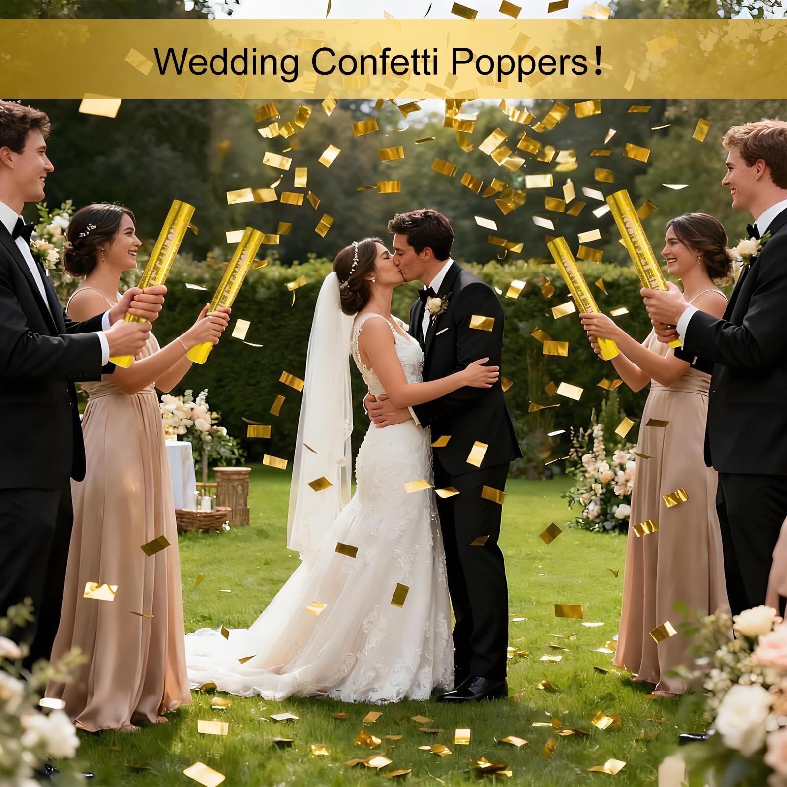 5 Pack Confetti Poppers gold– 12 Inch Confetti Blaster for Birthday, Graduation, and New Year’s Eve Celebrations – Best Party Poppers for Unforgettable Parties!
