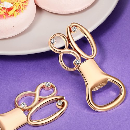 Boao 50 Pcs Birthday Bottle Opener Party Favors Rhinestones Birthday Souvenirs Wedding Anniversary for Guests Beer Opener Party Favors Decoration(Gold,80th Style)
