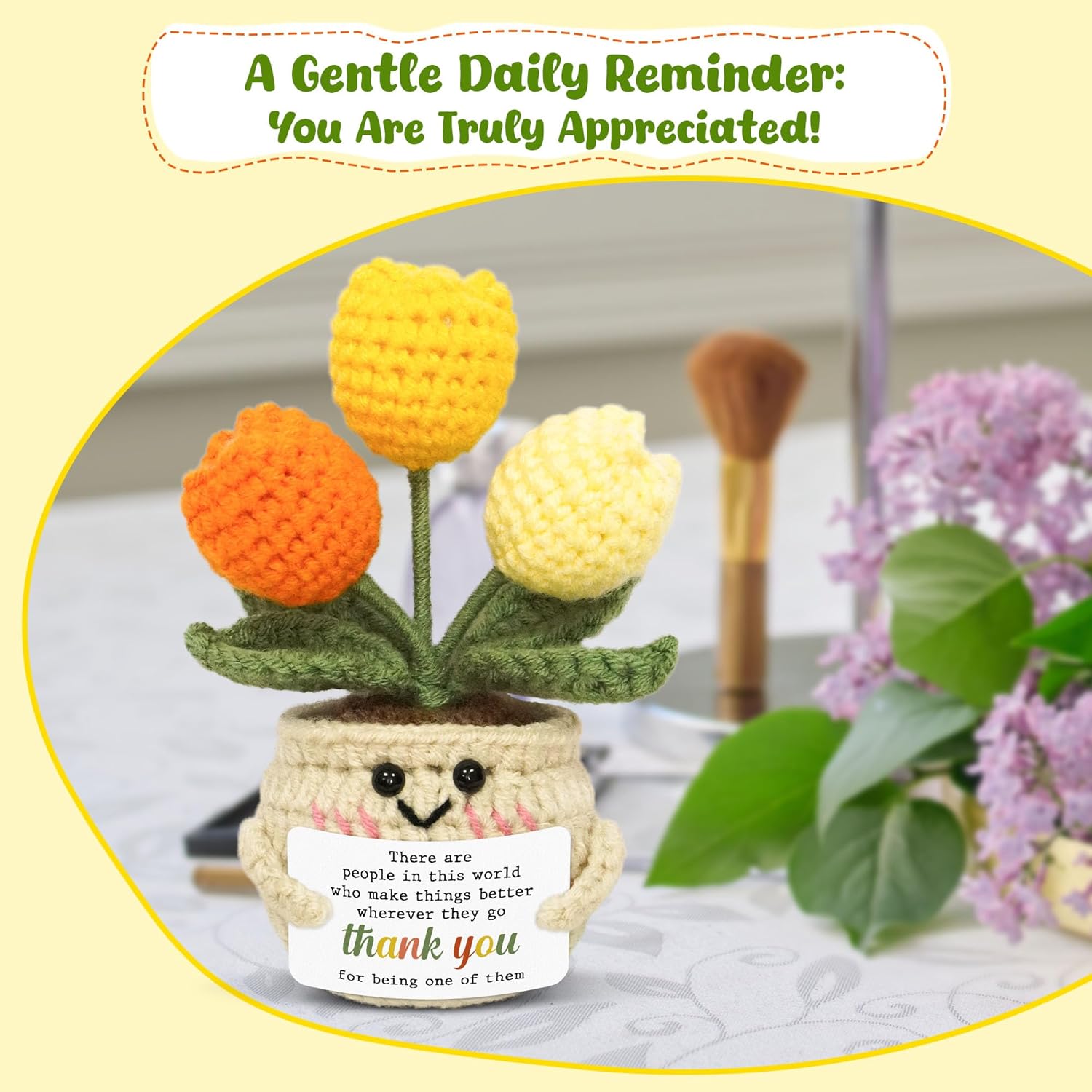OASSIE Mini Tulip Thank You Gifts for Women - Positive Emotional Support Crochet | Perfect for Teachers, Nurses, and Friends
