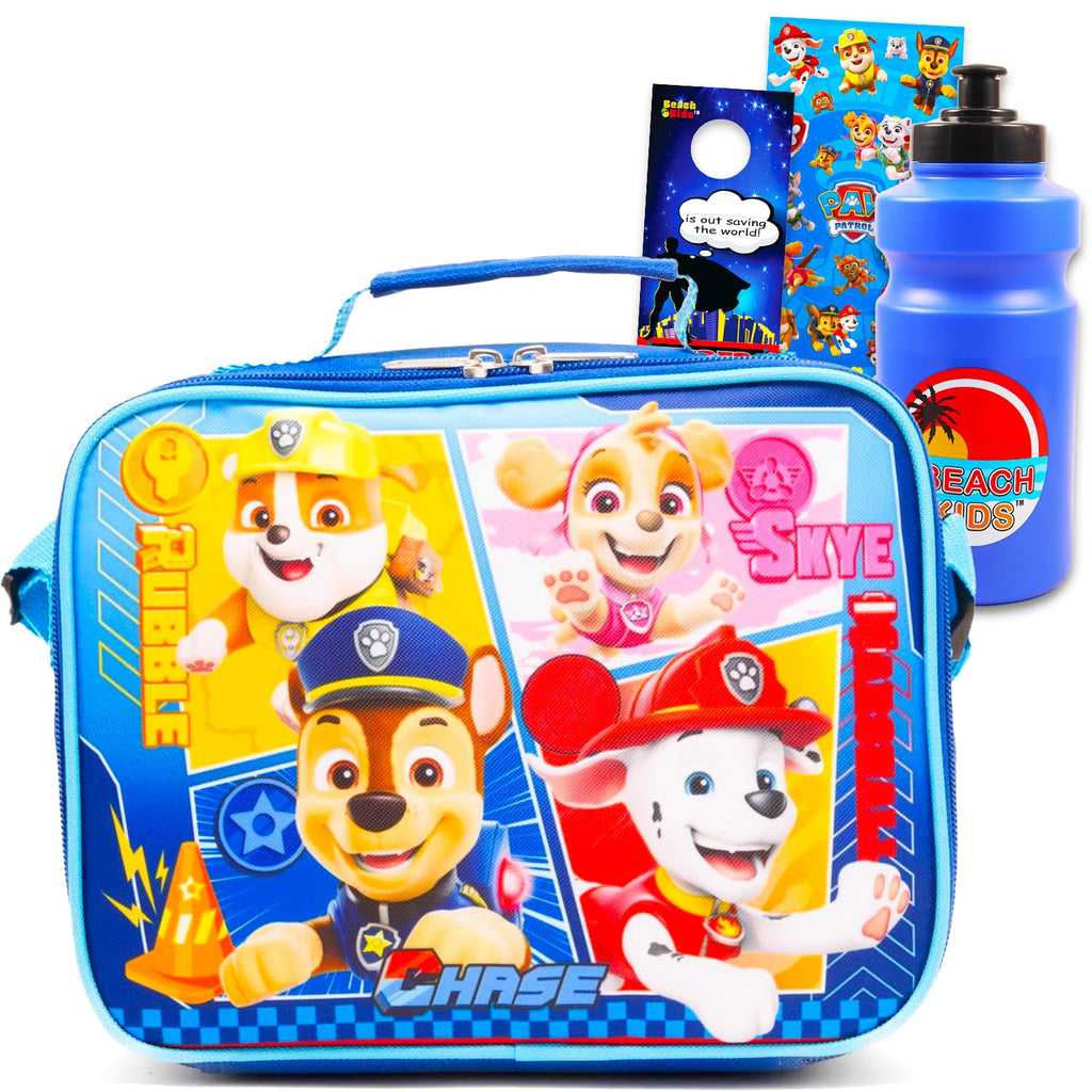 Paw Patrol Lunch Box for Kids - Bundle with Lunch Bag Plus Stickers, Reusable Water Bottle, and More | Paw Patrol Lunchbox for Boys