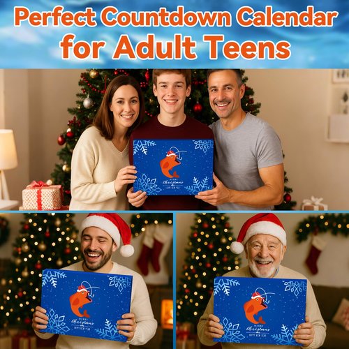 Fishing Advent Calendar 2025 Adult Men Teen Boys, 24 Day Fishing Lure Countdown Calendar with Spoons Minnow Popper Crankbait VIB Xmas Fishing Gift for Father