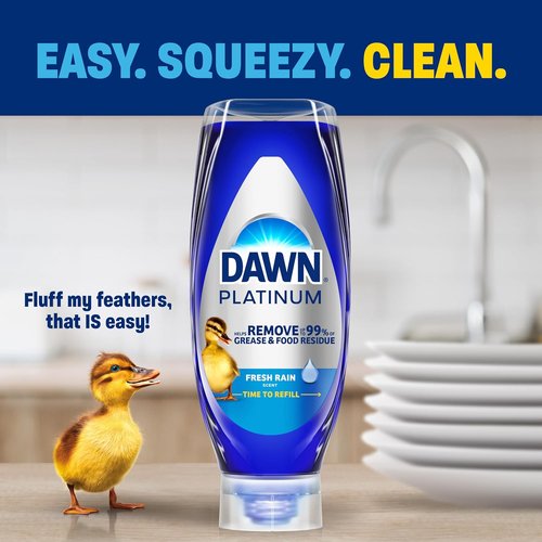 Dawn Platinum Dish Soap - EZ-Squeeze Fresh Rain Liquid, 2 Pack of 18oz Bottles