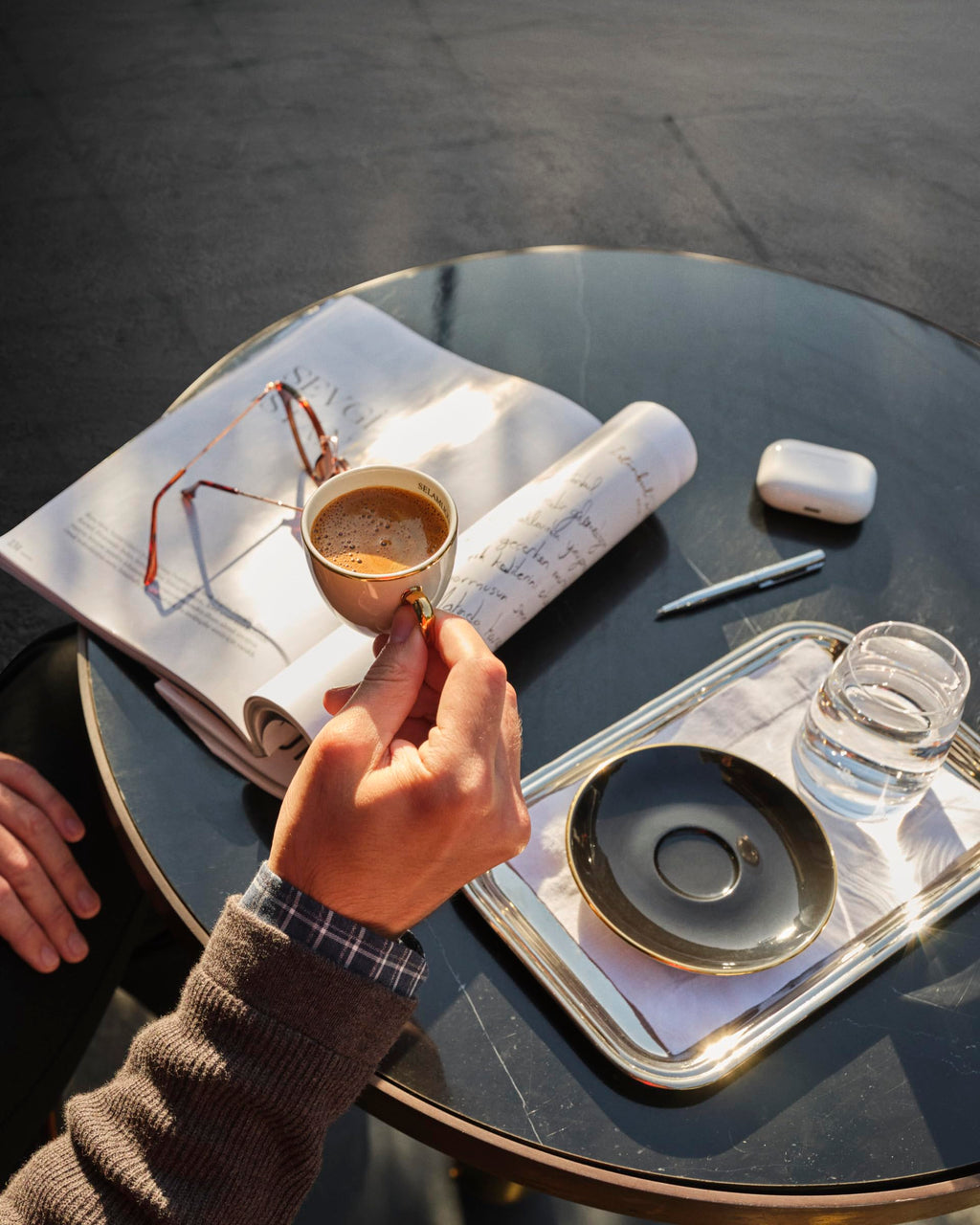 SELAMLIQUE ISTANBUL Turkish Coffee Set: Black Turkish Coffee Cups (2) for Traditional Coffee Ritual