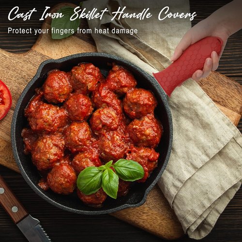 Joyhalo Silicone Pot Handle Covers - Heat Resistant 6-Pack for Cast Iron Skillets & Pans | Wine Color