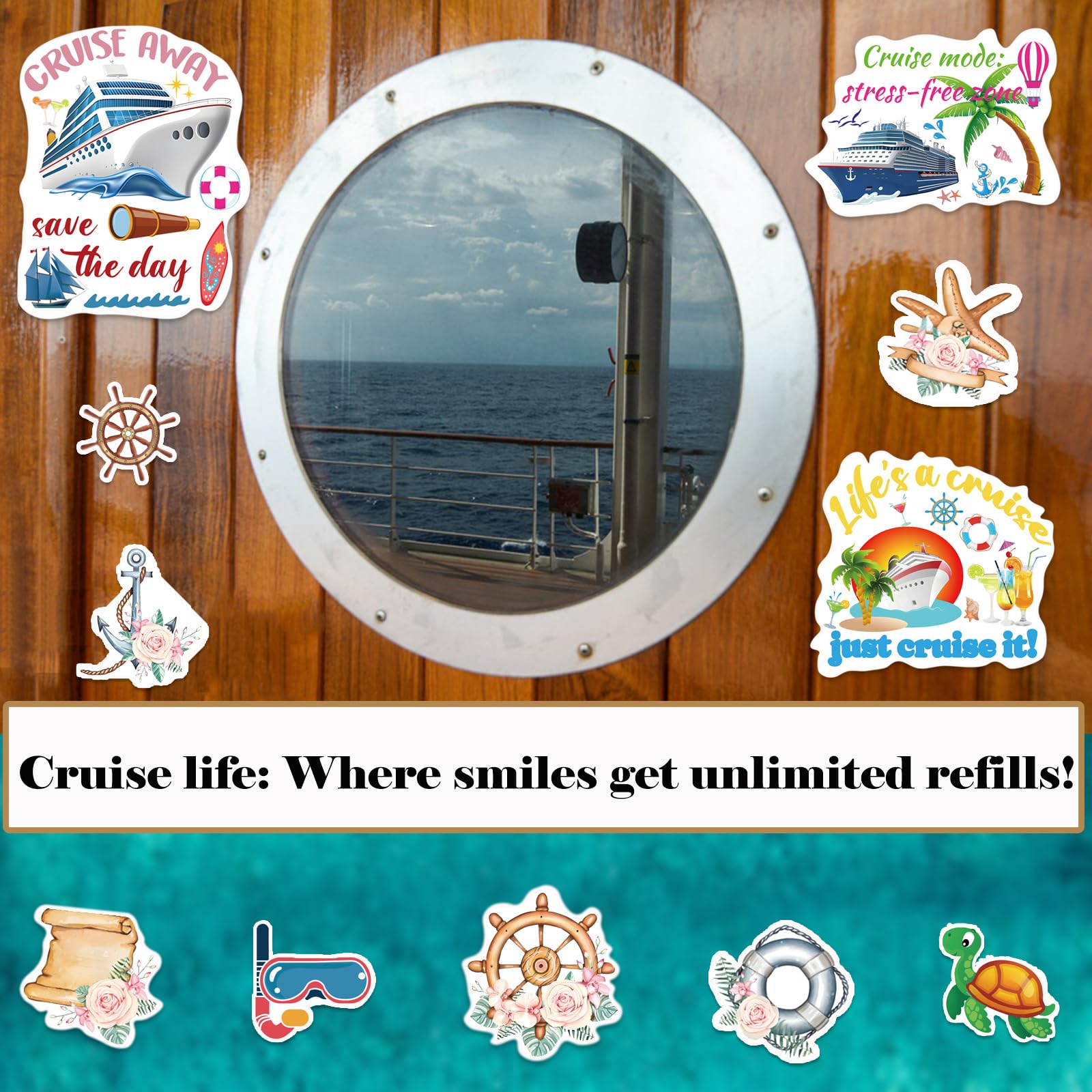 Rdanruy 30PCS Cruise Door Decorations Magnetic,Sea Navigation Cruise Ship Door Decorations Funny Boat Sea Animal Cruise Magnets for Door Decoration Cabin Refrigerator