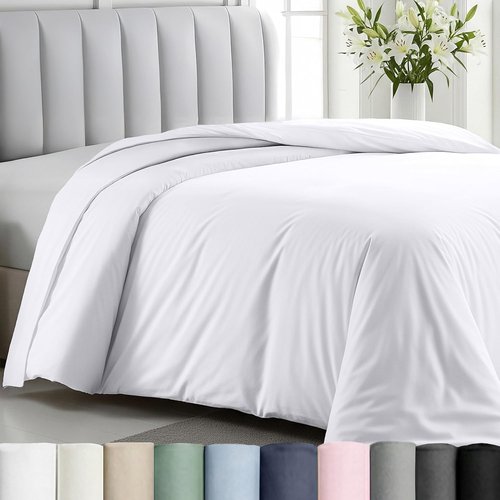 California Design Den Duvet Cover - Award-Winning 400 Thread Count Sateen, 100% Cotton | Queen/Full Size - White