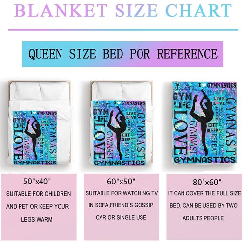 Gymnastics Gifts for Girls Gymnastics Blanket Ultra Soft Flannel Gymnast Merch Throw Blanket Gymnastics Gifts for Gymnasts Team Gymnastics Lovers Stuff 50"x40"