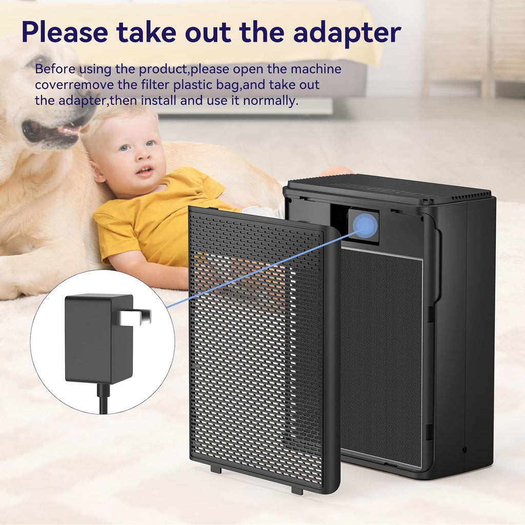YARIKI Air Purifier - H13 HEPA Filter for Home & Pets - Covers 1500 Sq Ft, Quiet 22 dB | Black