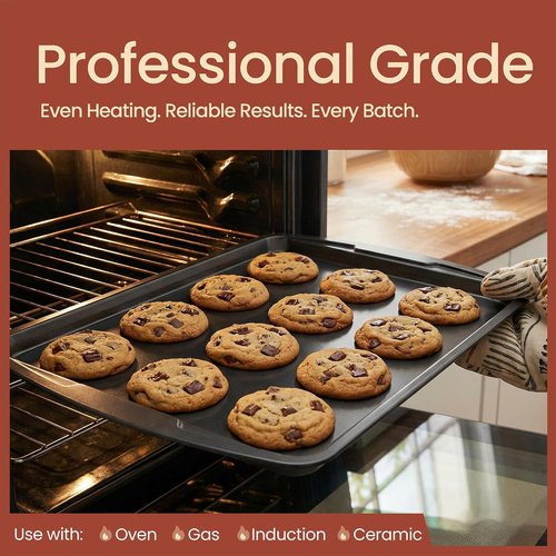 Bakken Swiss - 6-Piece Bakeware Set | Deluxe Non-Stick Baking Pans for Home & Professional Use - Carbon Steel, Gray