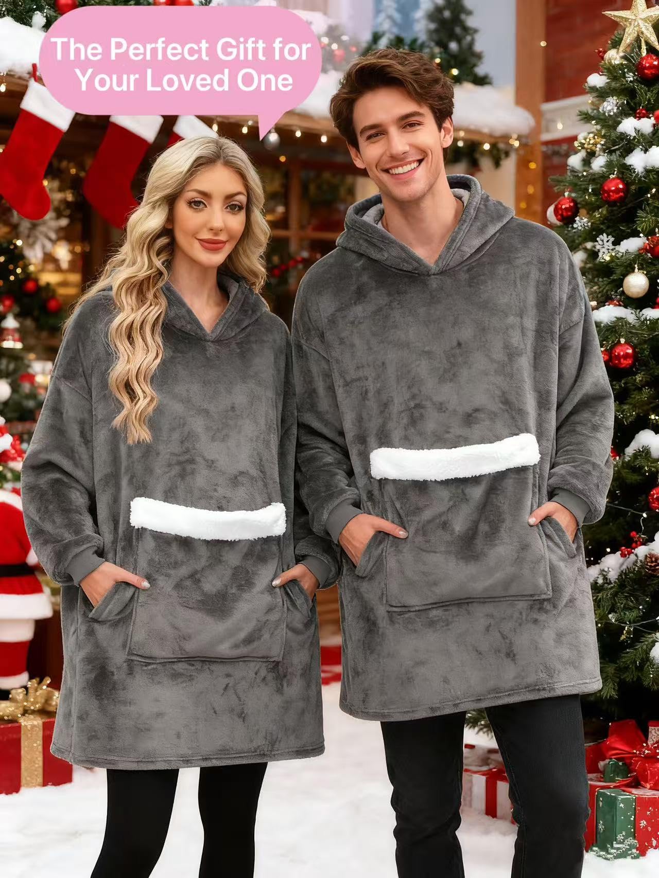 Wearable Blankets for Women, Hooded Blanket Sweatshirt as Christmas Birthday Gifts for Women, Cozy Sherpa Hoodie for Adult