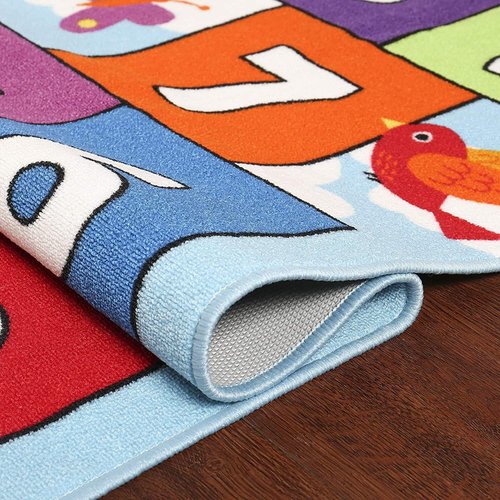 Hop & Count Hopscotch Rug for Kids, Floor Play Area Rug Game Carpet Crawl Jump Mat, Skid-Proof Backing, Great Gift for Boys Girls, Room Decor, Classic Hopscotch Rug for Preschool Playroom