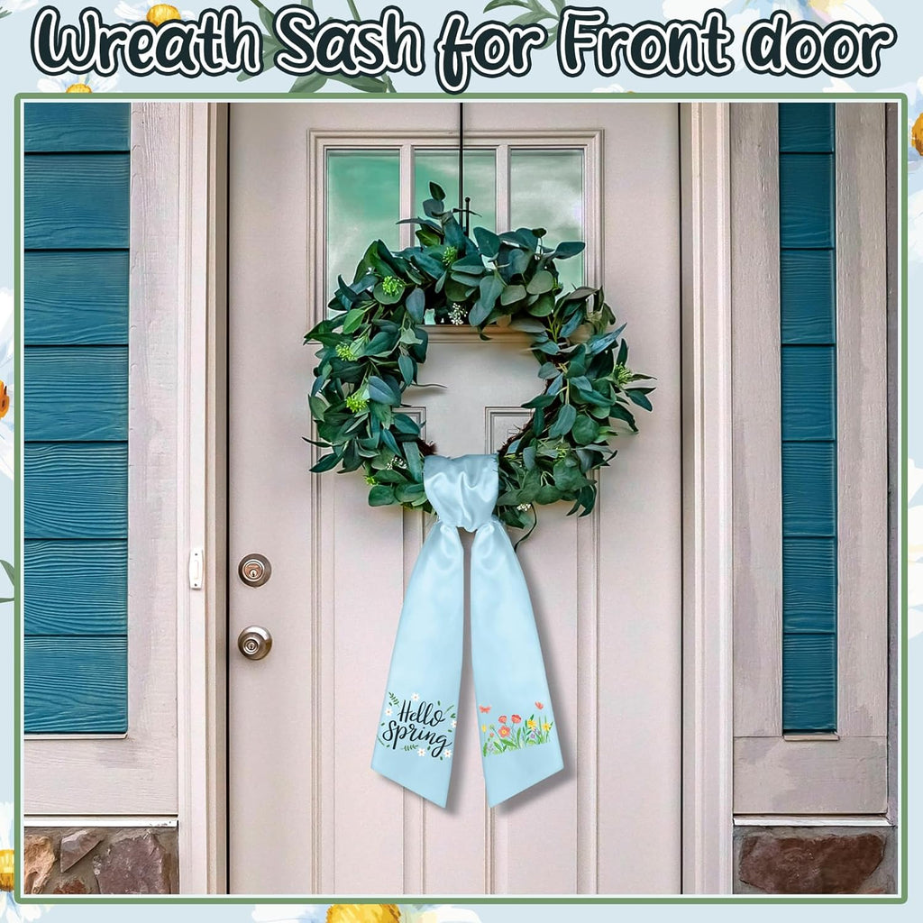 VitalCozy Spring Wreath Sash - Elegant Satin Ribbon for Embroidery Monogram | Indoor & Outdoor Decor