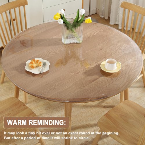 LovePads Round Clear Table Cover Protector 54 Inch, 2mm Thick Table Protector for Dining Room, Waterproof Plastic Cover PVC Vinyl Tablecloth, Circle Tabletop Protective Pad for Furnture Surface