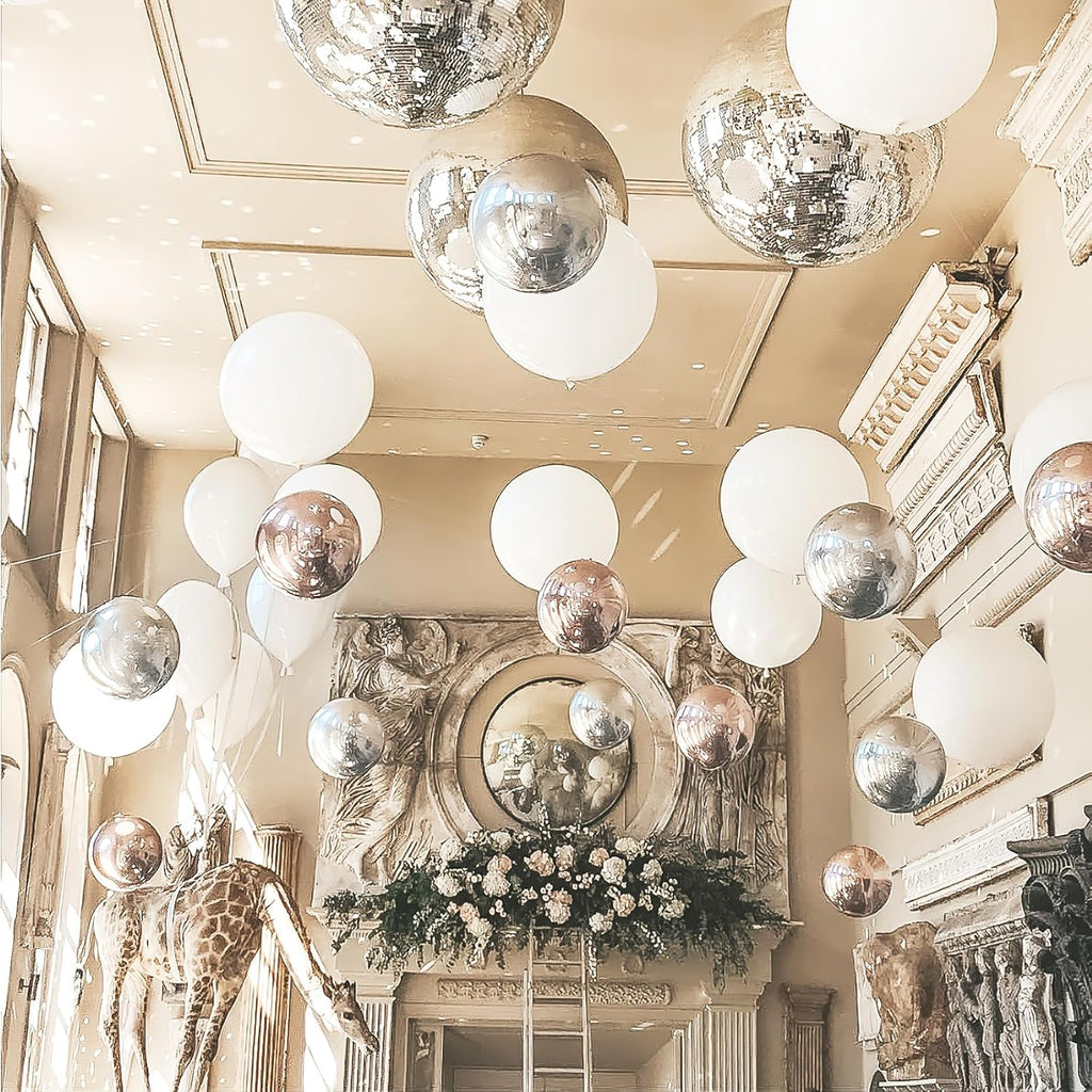 PartyWoo Metallic Silver Foil Balloons - 22 Inch Jumbo Round Mylar Balloons for Graduation & Birthday Decor