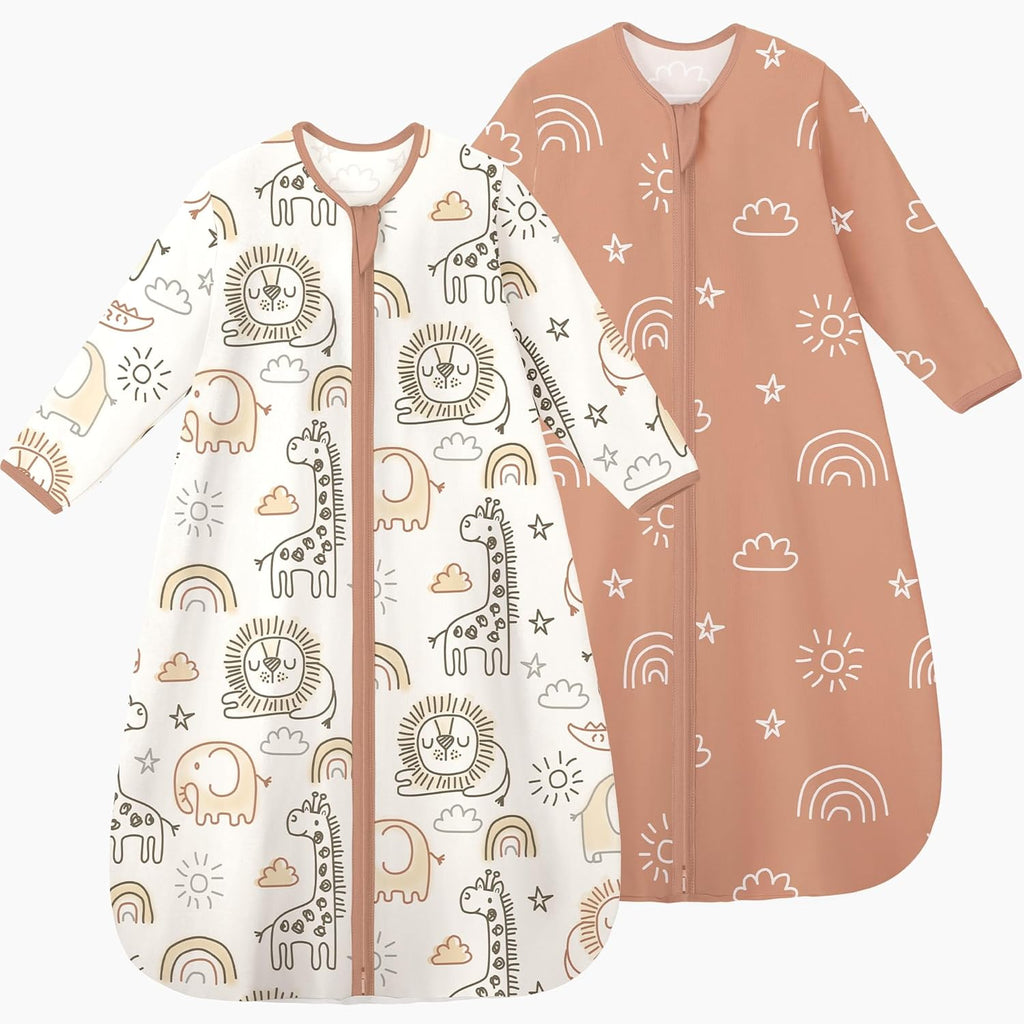 Yoofoss Baby Sleep Sack - 100% Cotton Long Sleeve Wearable Blanket for Infants 6-12 Months | 2-Way Zipper, 0.5 Tog