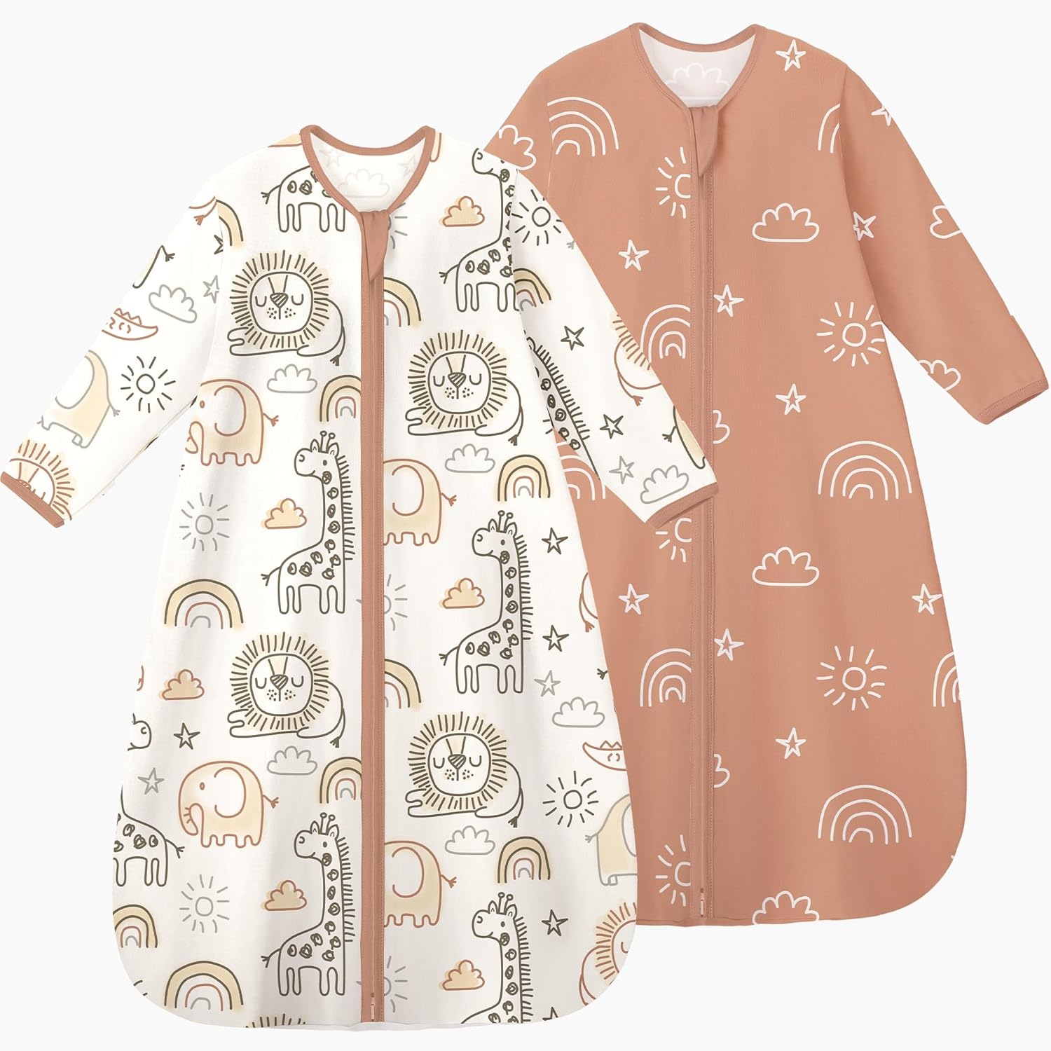 Yoofoss Baby Sleep Sack - 100% Cotton Long Sleeve Wearable Blanket for Infants 6-12 Months | 2-Way Zipper, 0.5 Tog