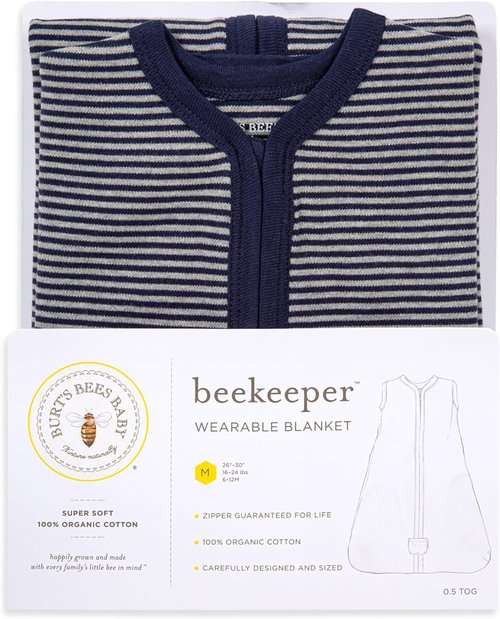 Burt's Bees Baby Wearable Blanket | Organic Cotton Unisex Beekeeper - Lightweight 0.5 TOG & Medium 1.5 TOG