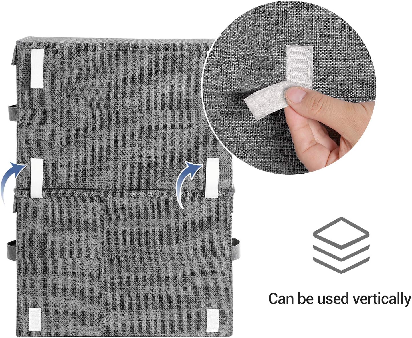 SONGMICS Stackable Storage Bins - Set of 2 Non-Woven Fabric Organizers with Lids & Front Windows | Dark Gray