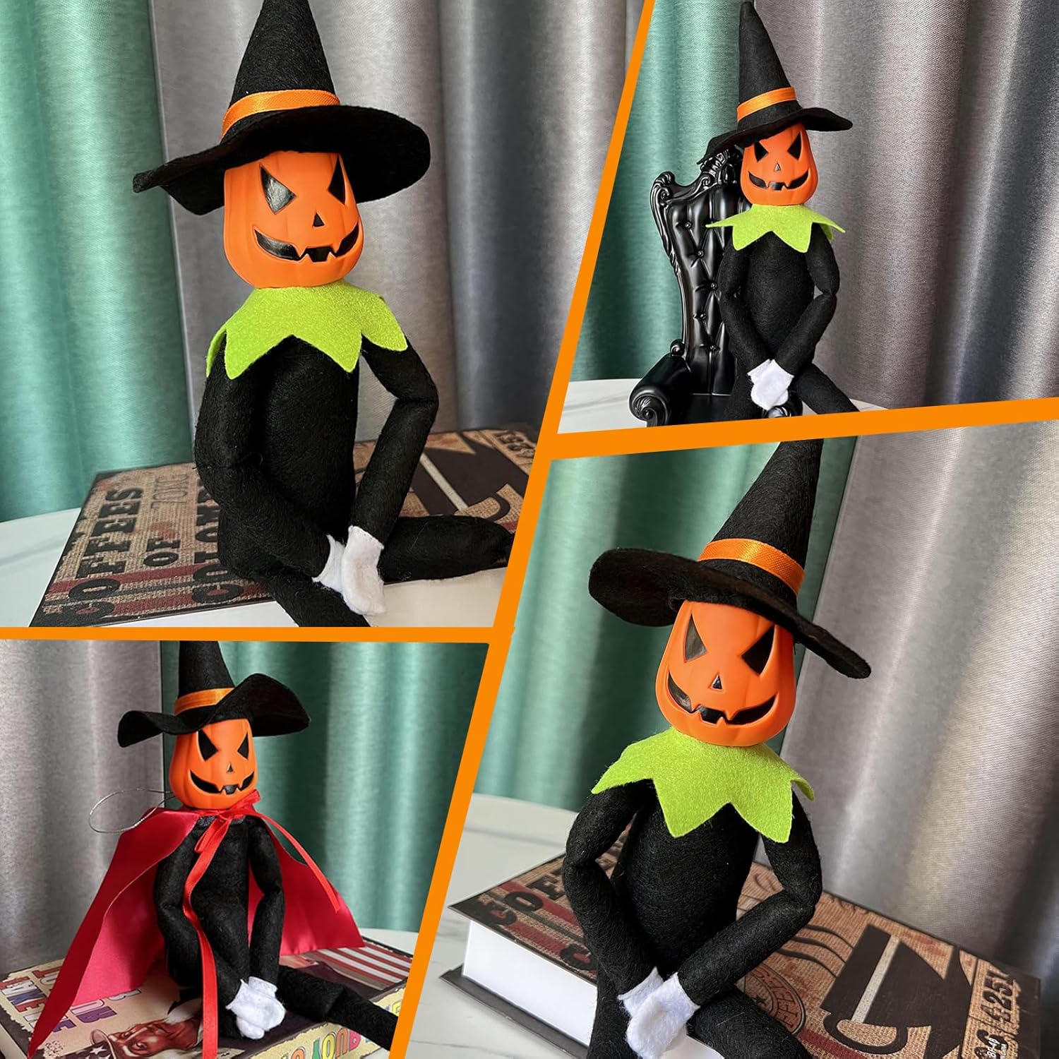 Rugwun Halloween Pumpkin Elf Doll - 14-Inch Handmade Stuffed Toy for Halloween & Christmas Decor
