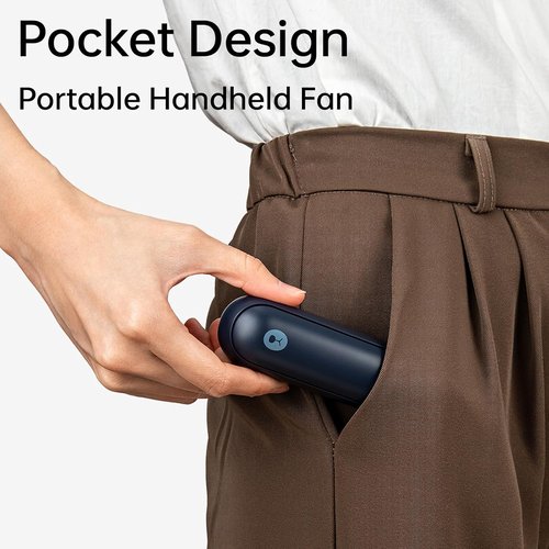 JISULIFE Portable Handheld Fan - Mini 3-In-1 USB Rechargeable with Power Bank & Flashlight | Blue, Perfect for Travel & Summer