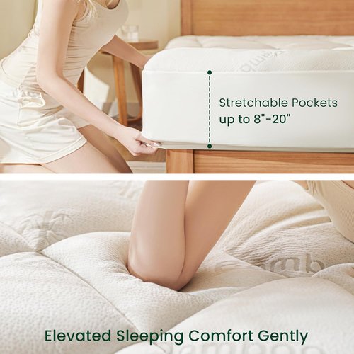 Love's Cabin Queen Mattress Topper - Soft Bamboo Viscose Pillow Top for 8"-20" Mattresses | Cooling Comfort for Hot Sleepers