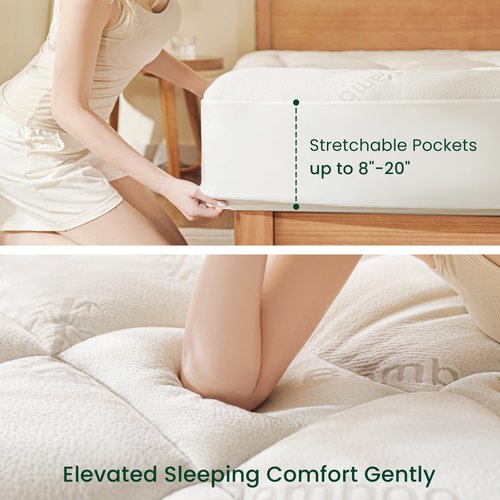 Love's cabin King Mattress Topper Viscose Derived from Bamboo, Thick Pillow Top Mattress Pad with Stretchable Pockets for 8"-20" Mattress, Soft Breathable Cooling Mattress Topper for Hot Sleepers