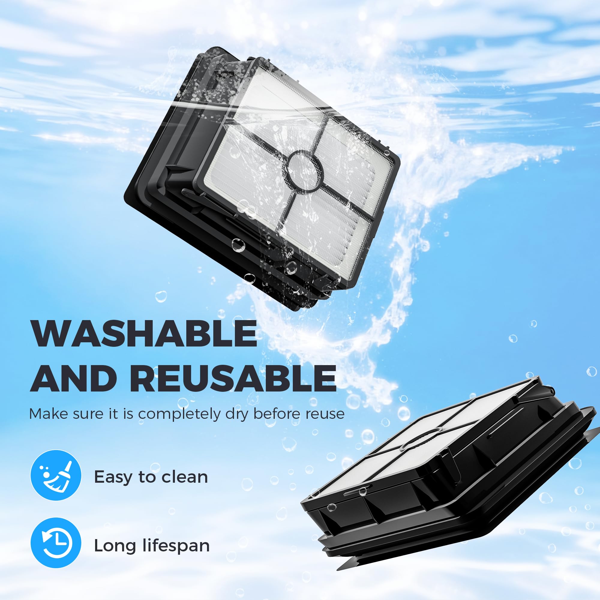 6 Pack 1866 Filters Compatible with Bissell Crosswave 3888A 1785 2210 2211 2304 2306 2551 2554 2590 2593 2596 CrossWave Cordless Max All in One Wet-Dry Vacuum Cleaner, Compare to Part # 1608684