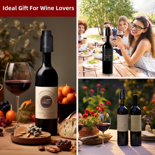 2 PACK Wine Bottle Stoppers, Philorn Vacuum Wine Stoppers - Saver Toppers for Wine Bottles, Reusable Wine Cork Cover Keep Wine Fresh after Opening, Real Vacuum Pump Wine Keeper Cap Preserver - Gifts