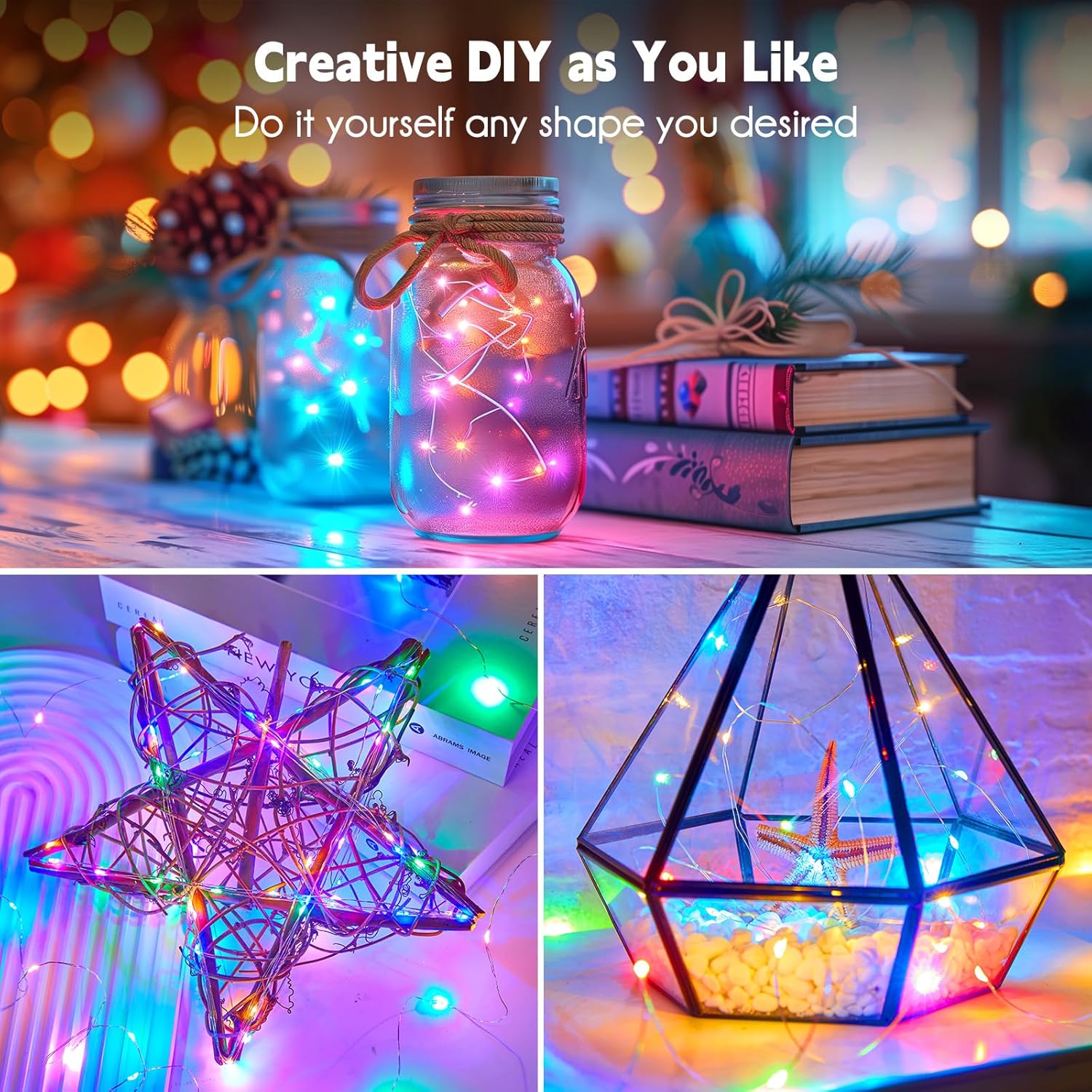 Minetom Fairy String Lights - 100 LED Waterproof Multicolored 33 Ft Starry Lights for Indoor Decor | Perfect for Christmas, Weddings, and Crafts