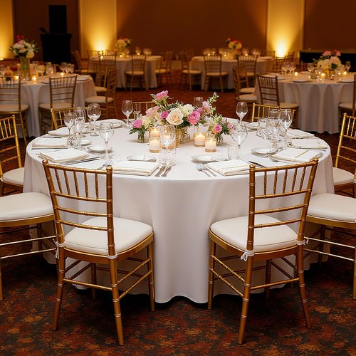VEVOR White Round Tablecloths 6 Pack, 120 Inches in Diameter, Stain- & Wrinkle- Resistant, Machine Washable Table Clothes, Polyester Fabric Table Covers for Wedding, Party, Banquet, Formal Events